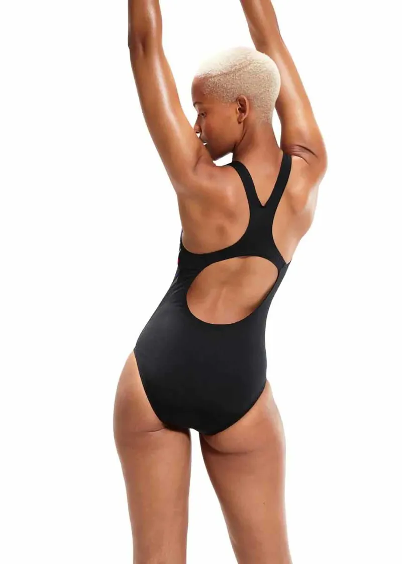 Speedo Women's Digital Printed Medalist Swimsuit Black/Red/Blue-4